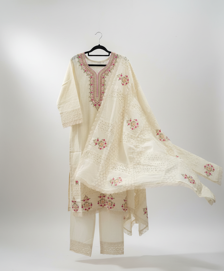 Chifley Neckline Work - Linen Set