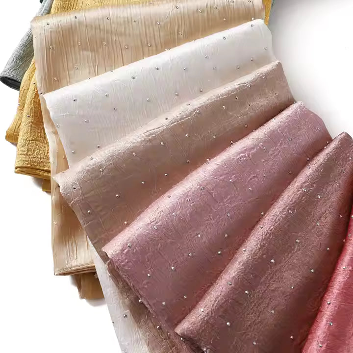 Party Wear Hijab/Scarf Rhine Stone Crepe Satin/Organza Shimmer