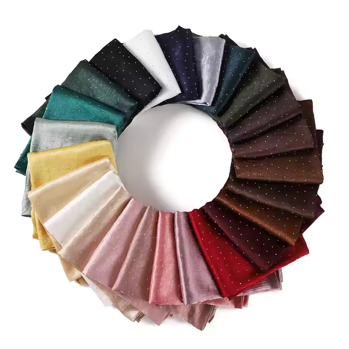 Party Wear Hijab/Scarf Rhine Stone Crepe Satin/Organza Shimmer