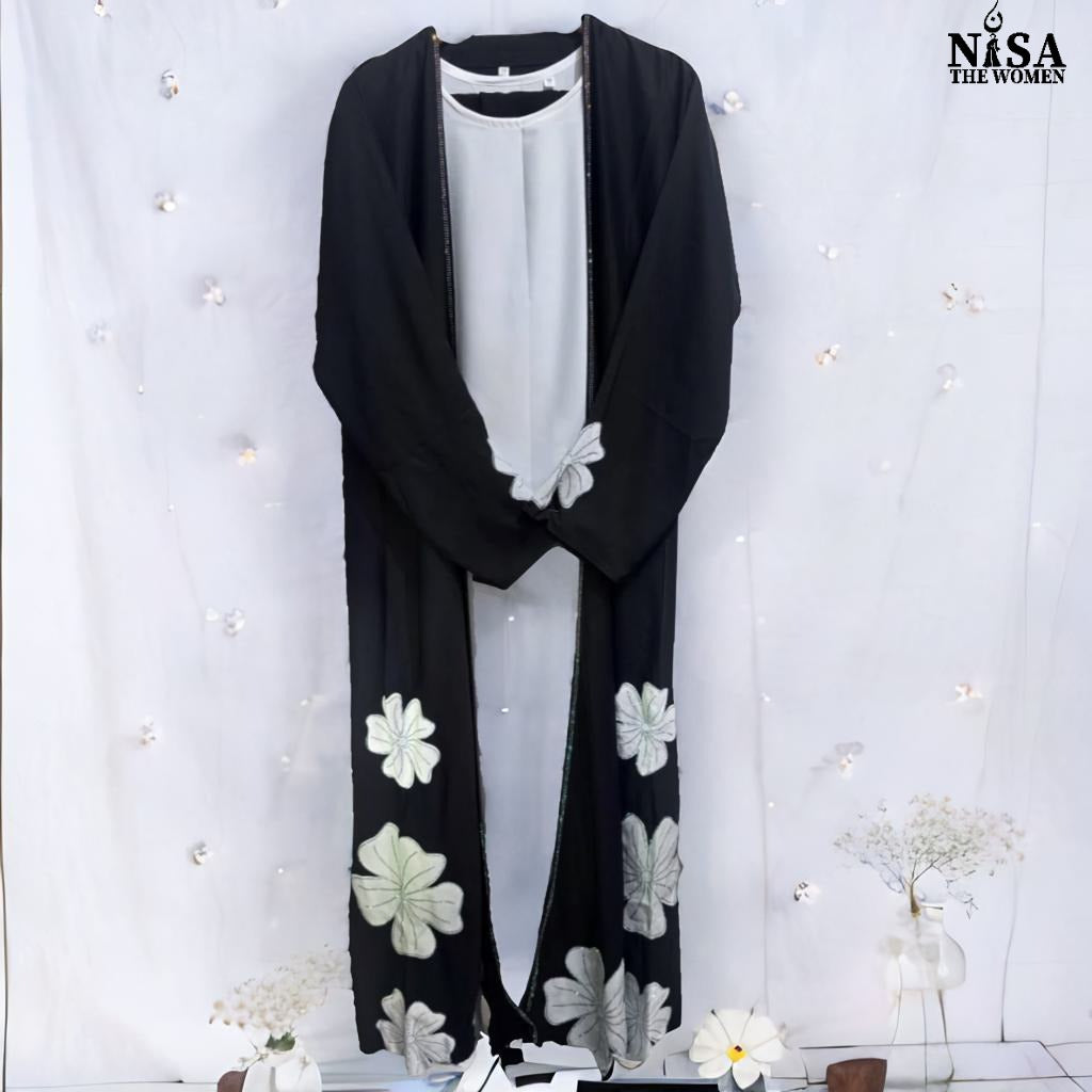 🌸 Floral Elegance Open Abaya 🌸 :  C001009