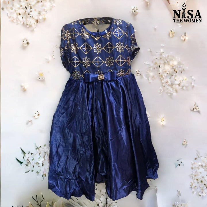 Luxury Satin Embroidered Party Gown for Girls – Regal Charm & Elegance : C400055-18