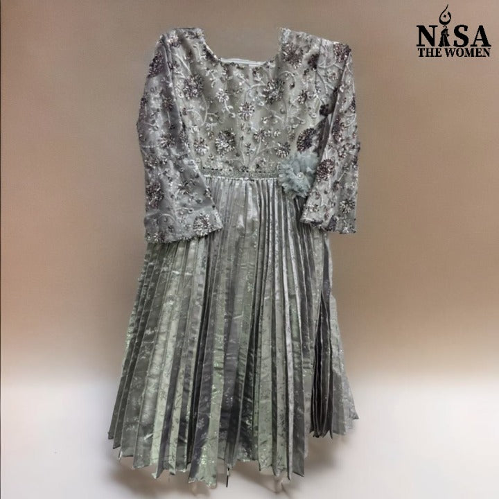Luxury Satin Embroidered Party Gown for Girls – Regal Charm & Elegance : C400055-18