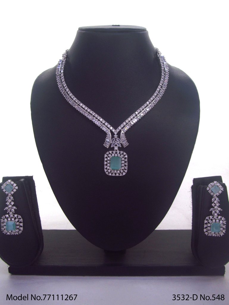 Aqua Blue Square pendent Set